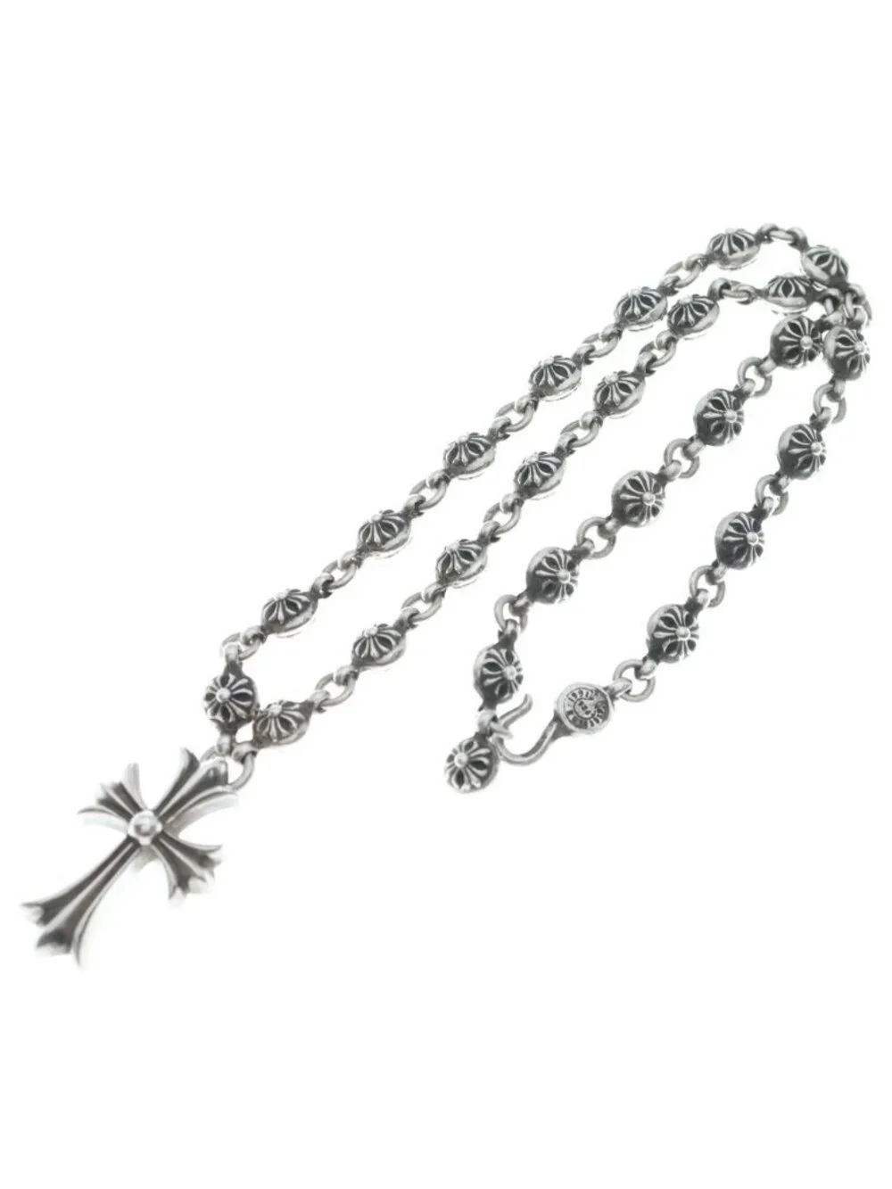 Chrome Hearts 1 Crsbl Chn Sml CH Crs Cross Ball Chain Small CH Necklace Silver